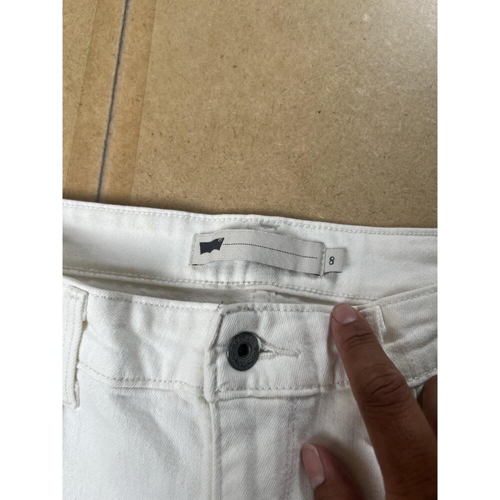 Levi's Pants Womens 8 White Denim Ankle Slim Stretch Pockets Zip Flat Front - Picture 5 of 8